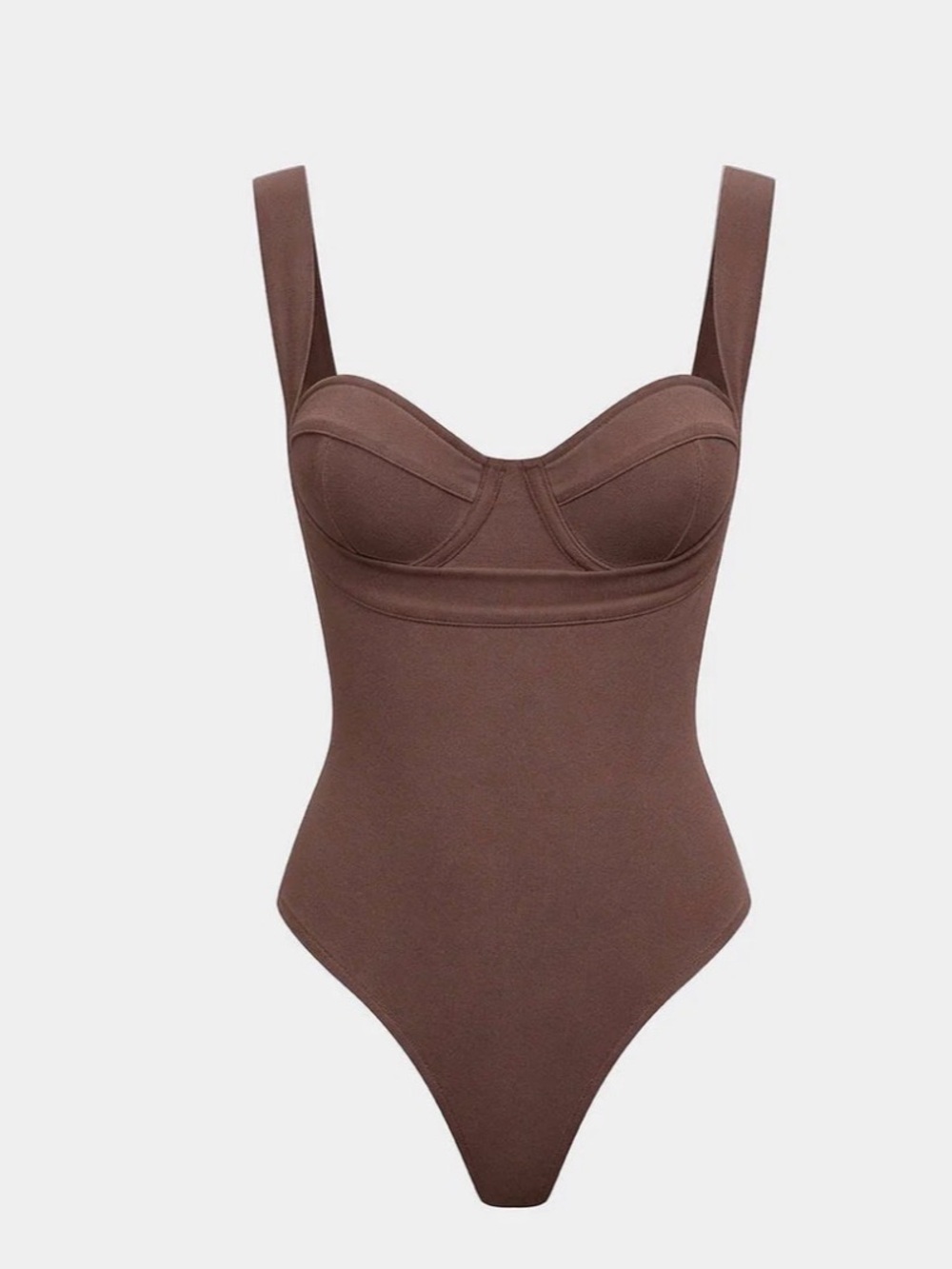 Sleek Chocolate Brown Shaping Bodysuit with Structured Cups